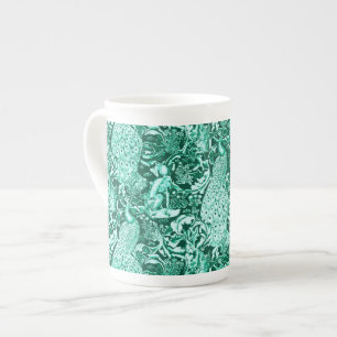 Tasse En Porcelaine Art Nouveau Peacock Print, Turquoise et Aqua