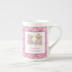 Tasse En Porcelaine Baby shower de Tea Party à l'ours en Teddy rose