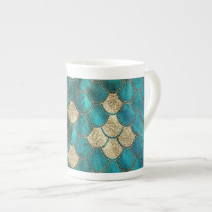 Tasse En Porcelaine Balances de sirène vert Aqua de luxe avec Parties