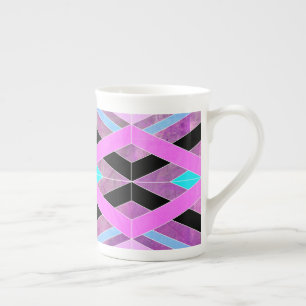Tasse En Porcelaine Bandes de croisement géométriques violettes roses 