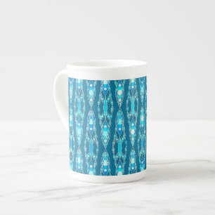 Tasse En Porcelaine Batik tribal - Bleu océanique et Aqua