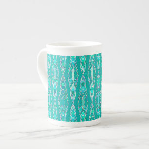 Tasse En Porcelaine Batik Tribal - Turquoise et Aigue-Marine