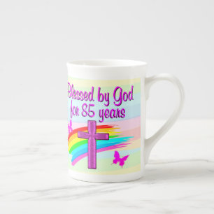TASSE EN PORCELAINE BEAU BÉNÉFICIÉ PAR DIEU 85E ANNIVERSAIRE MUG
