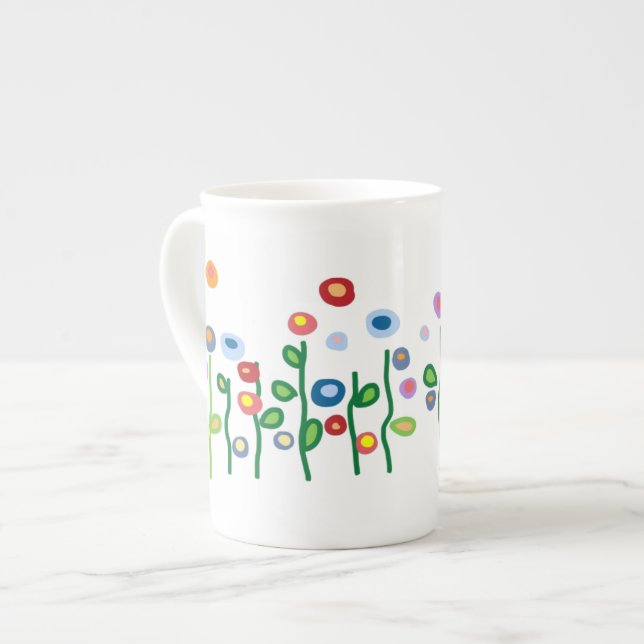Tasse En Porcelaine Beau bijou fleurs d'art lumineux (Devant gauche)