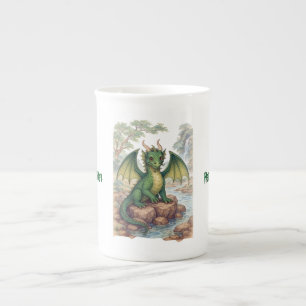 Tasse En Porcelaine Beau dragon vert
