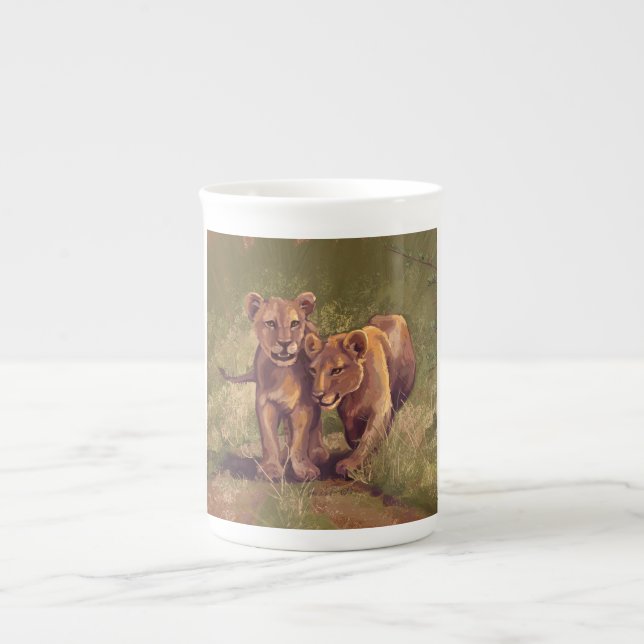 Tasse En Porcelaine Bébés Lions (Devant)