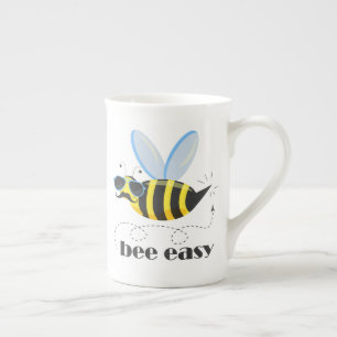 Tasse En Porcelaine Bee caractère avec mustache lunettes de soleil Bee