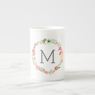 Tasse En Porcelaine Belle Mug de Chine Monogramme Floral