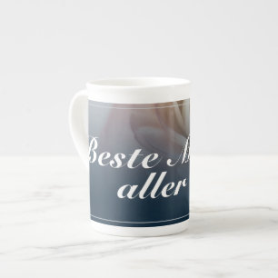 Tasse En Porcelaine Beste Mutaller Zeiten mit großer rosa Rose