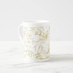Tasse En Porcelaine Blanc Or Glam Pailleté Étincelle
