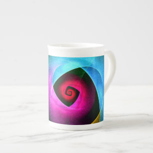 Tasse En Porcelaine Bleu orange rose moderne Art Abstrait Motif #24