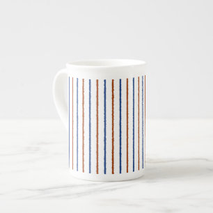 Tasse En Porcelaine Bleus Brown et marine avec lignes inégales