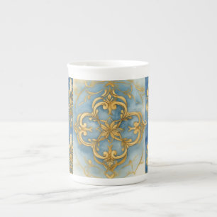 Tasse En Porcelaine Blue Gold Mozaik Art, Style Vintage, Mug