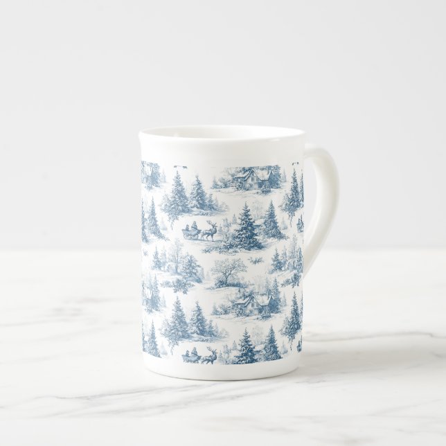 Tasse En Porcelaine Blue Toile Christmas Pattern  (Devant droit)