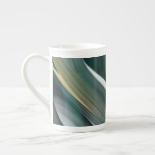 Tasse En Porcelaine Bone China Mug Abstrait Art noir blanc vert