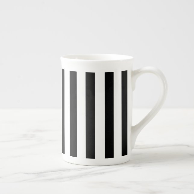 Tasse En Porcelaine Bone China Mug Black & White Stripes (Droite)