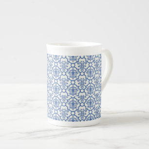 Tasse En Porcelaine Bone China Mug Blue Damask