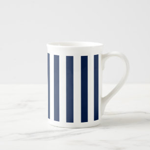 Tasse En Porcelaine Bone China Mug Navy & White Stripes