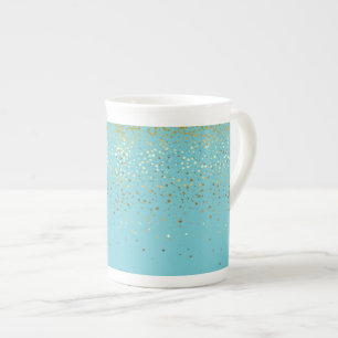 Tasse En Porcelaine Bone China Mug Petite Golden Stars-Aqua
