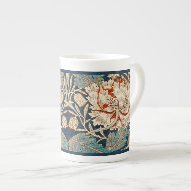 TASSE EN PORCELAINE BONE CHINA MUG : WILLIAM MORRIS : HONEYSUCKLE (Devant droit)
