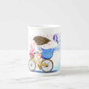 Tasse En Porcelaine Bonne Jeune Fille avec Mug Bike