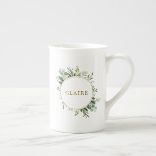 Tasse En Porcelaine Botanique Gold Green Personnalisé
