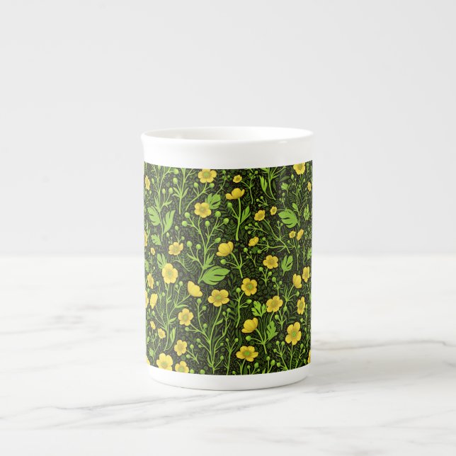 Tasse En Porcelaine Boutons sur noir (Devant)