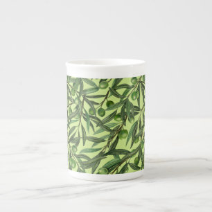 Tasse En Porcelaine Branches d'olive sur le vert miel