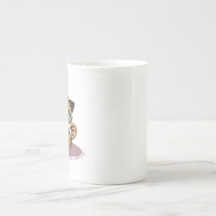 TASSE EN PORCELAINE BROWN EYE BLUE KITTEN ON A PURPLE MAT
