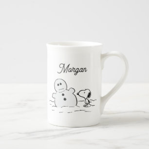 Tasse En Porcelaine cacahuètes   Snoopy Construit Un Snowman   Ajouter