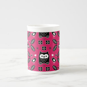 Tasse En Porcelaine Cadeau d'art populaire de Chouette scandinave