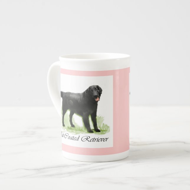 Tasse En Porcelaine Cadeaux d'Art Retriever à revêtement plat (Devant gauche)