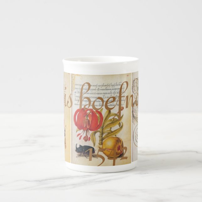 Tasse En Porcelaine Café antique de fleurs d'insectes de Hoefnagel (Devant)