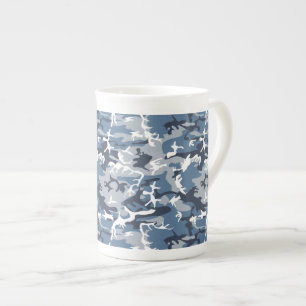Tasse En Porcelaine Camouflage neige hivernale bleue, Militaire, Armée