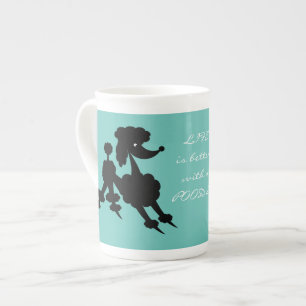 Tasse En Porcelaine Caniche noir sur Teal