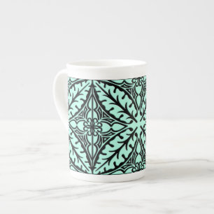 Tasse En Porcelaine Carreaux marocains - bleu aqua et noir