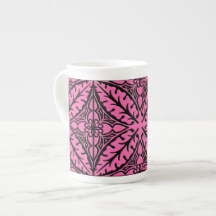 Tasse En Porcelaine Carreaux marocains - rose fuchsia et noir