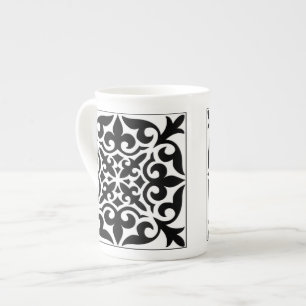 Tasse En Porcelaine Carrelage marocain - blanc avec arrière - plan noi