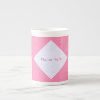 Tasse En Porcelaine Carrés ondulés rose clair et blanc Personnalisés 