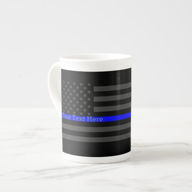 Tasse En Porcelaine Carte graphique du drapeau américain gris mince (Devant gauche)