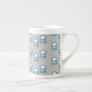 Tasse En Porcelaine Chapeaux blancs sur gris