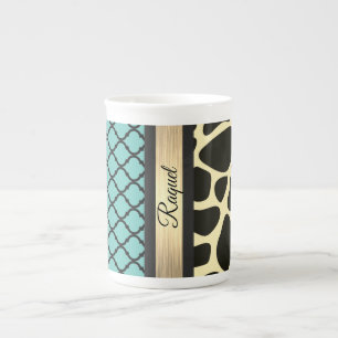 Tasse En Porcelaine Chic Qutrefoil Giraffe Imprimer