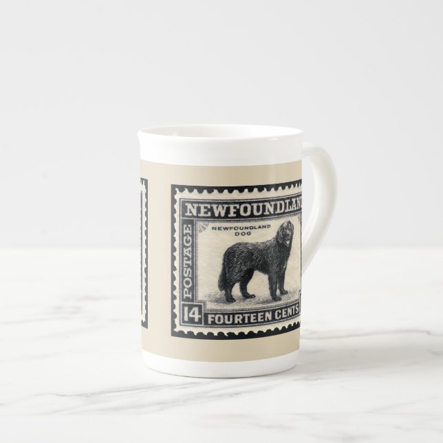 Tasse En Porcelaine Chien vintage de Terre-Neuve (Devant droit)