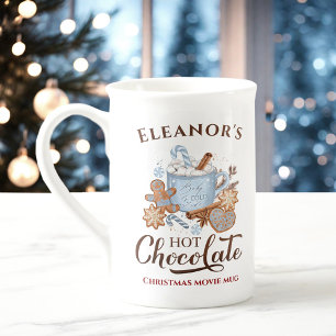 Tasse En Porcelaine Chocolat chaud Nom d'os bleu Chine Mug de Noël