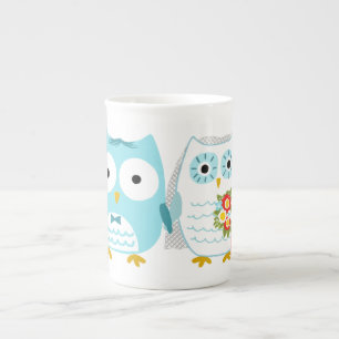 Tasse En Porcelaine Chouette Mariage mariée et fille mignonne couple 