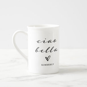 Tasse En Porcelaine Ciao Bella   Script moderne italien avec coeur