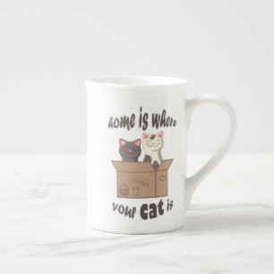 Tasse En Porcelaine Citation drôle Accueil est où est votre chat