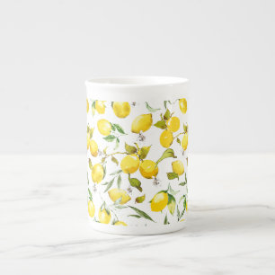 Tasse En Porcelaine citrons d'aquarelle 5