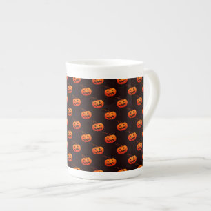 Tasse En Porcelaine Citrouille D'Halloween, Citrouille Orange Trou Ou 