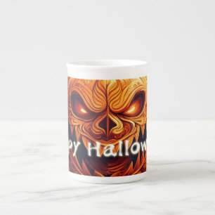 Tasse En Porcelaine Citrouille menaçante aux yeux lumineux pour Hallow